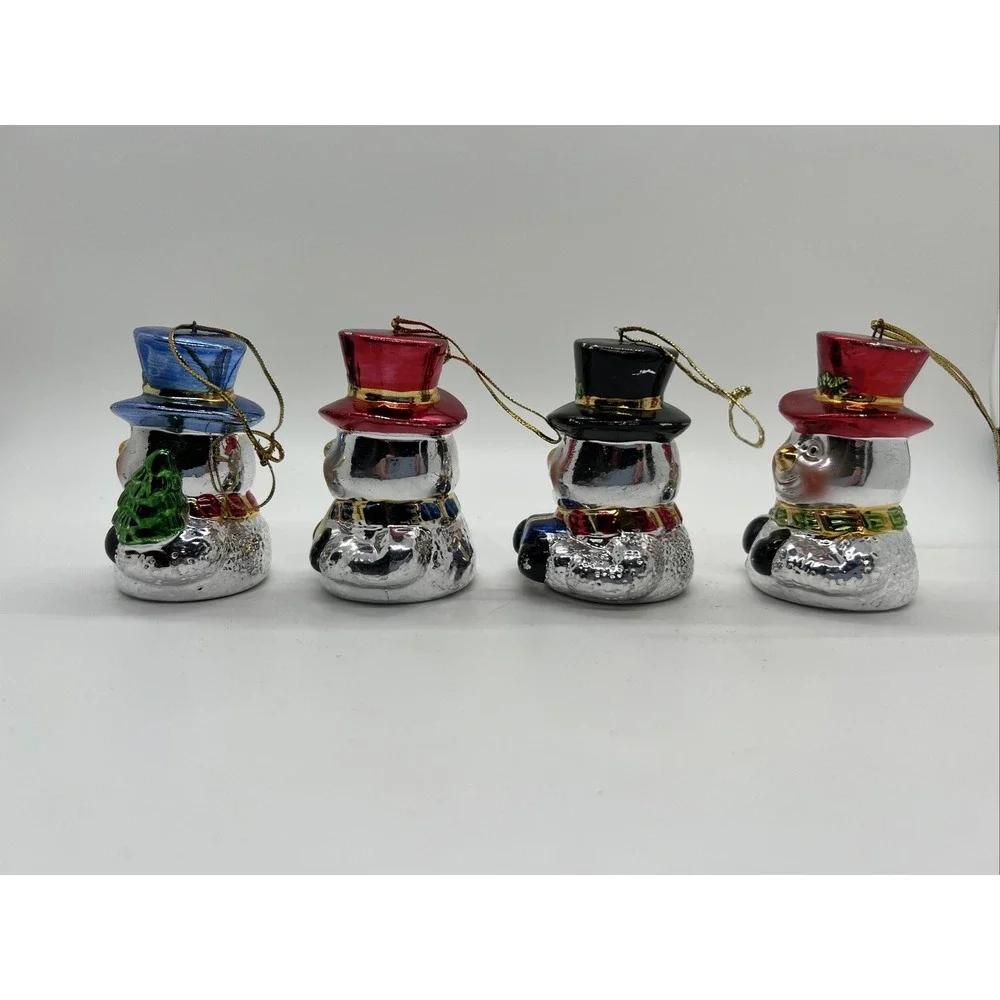 Holiday Style Porcelain Snowman Christmas Ornaments Set‎ Of 4
